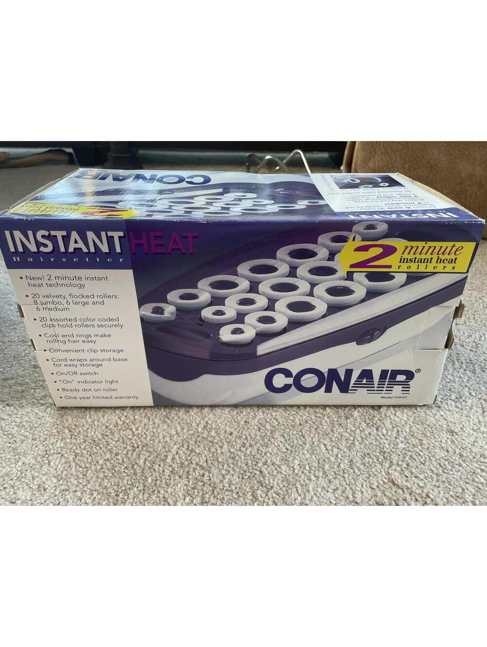 CONAIR CHV21 Instant Heat Hairsetter NCurlers Complete Set Rollers Pins